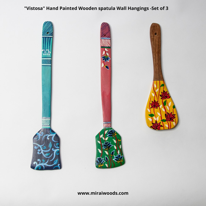 Vistosa Hand Painted Wooden Spatula Wall Hangings